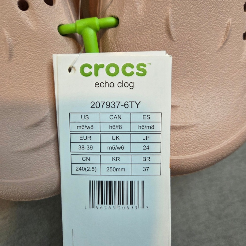 Crocs Echo Clog Pink clay Women 8 Men 6 Sporty Molded Slip On 207937-6TY NEW - Picture 5 of 5